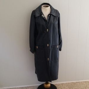 Vintage Navy Purple Leather Trench Coat